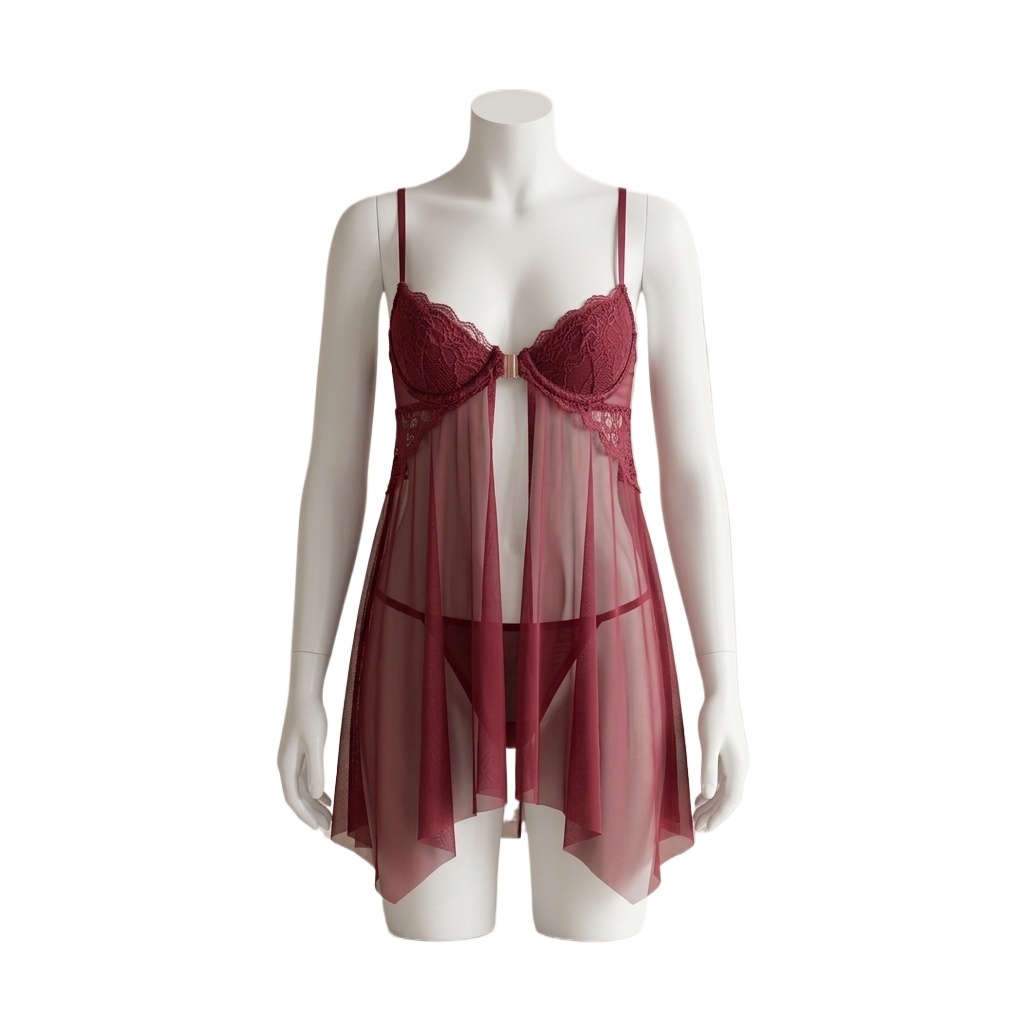 Babydoll Chemise Night - قميص نوم نسائي من الدانتيل الشفاف