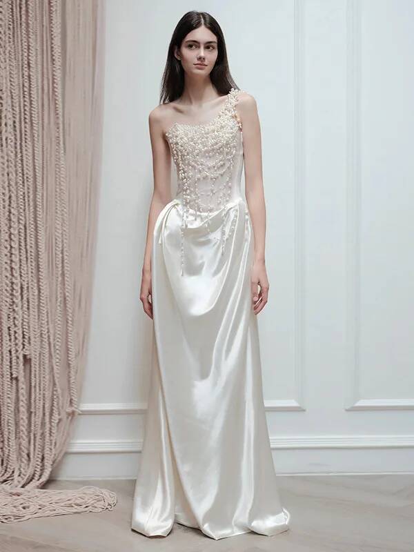 فستان سهرة فرنسي بدون حمالات م - مراجعة Slip Dress Satin وسعره